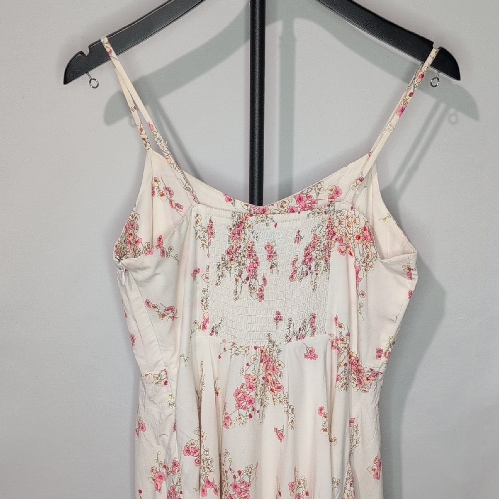 Old Navy Pink Floral Sun Dress White Midi Medium - Picture 10 of 16